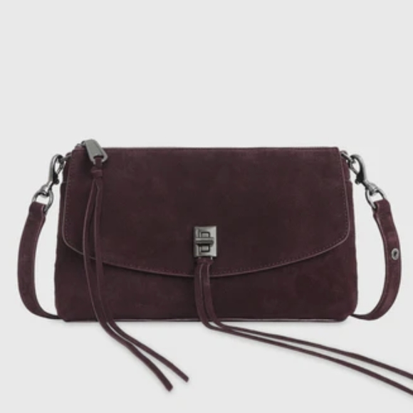 Rebecca Minkoff Zip Top Darren Crossbody Gray Suede - Picture 8 of 9